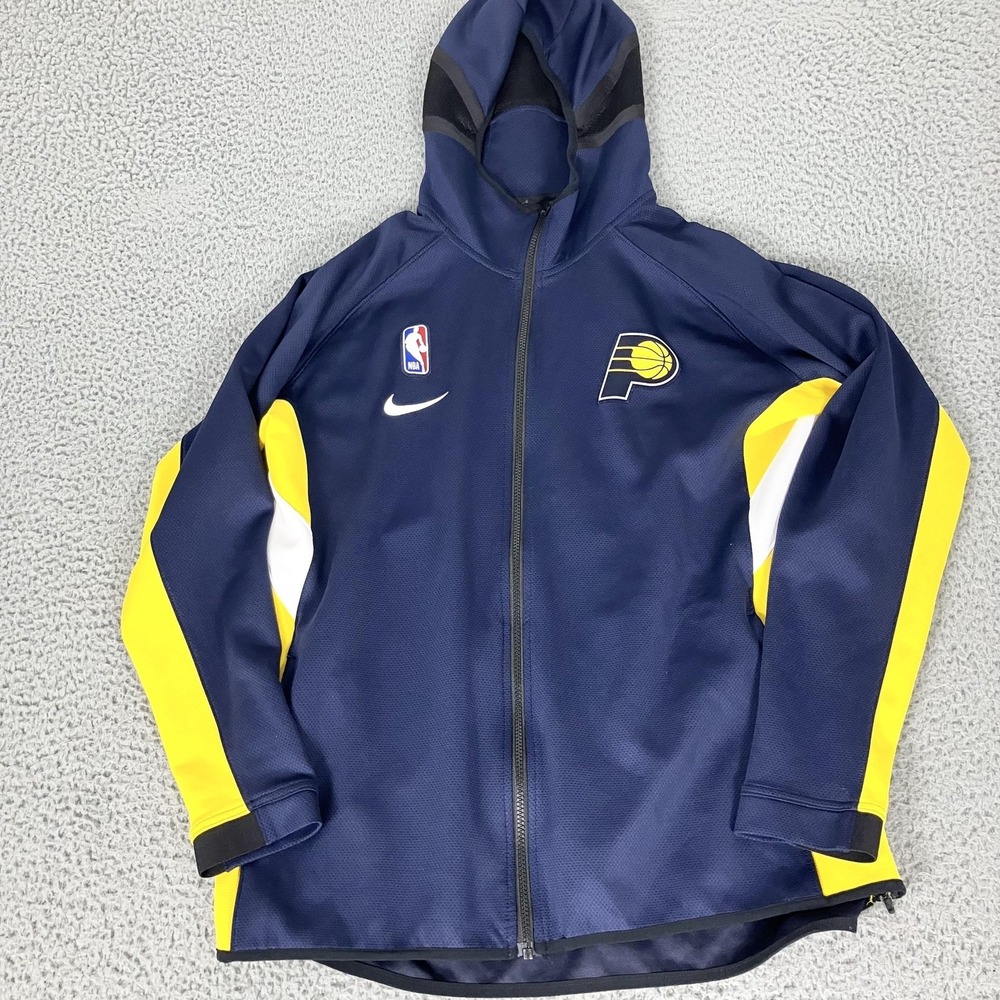 Indiana Pacers Jacket Mens XL Blue NBA Basketball Nike Dri Fit Full Zip Hooded